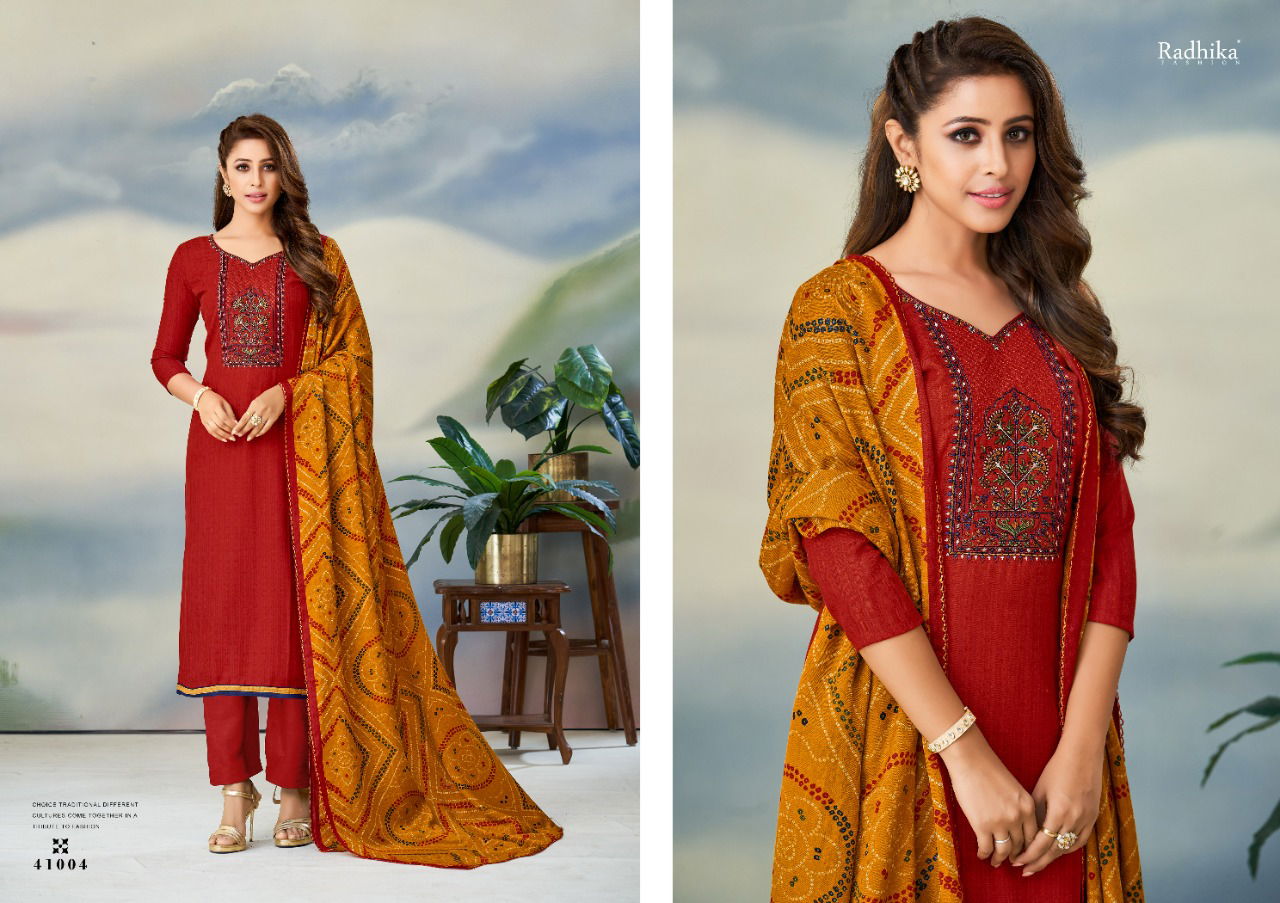 Sumyra Gulnaz Pashmina Printed Dress Material Catalog